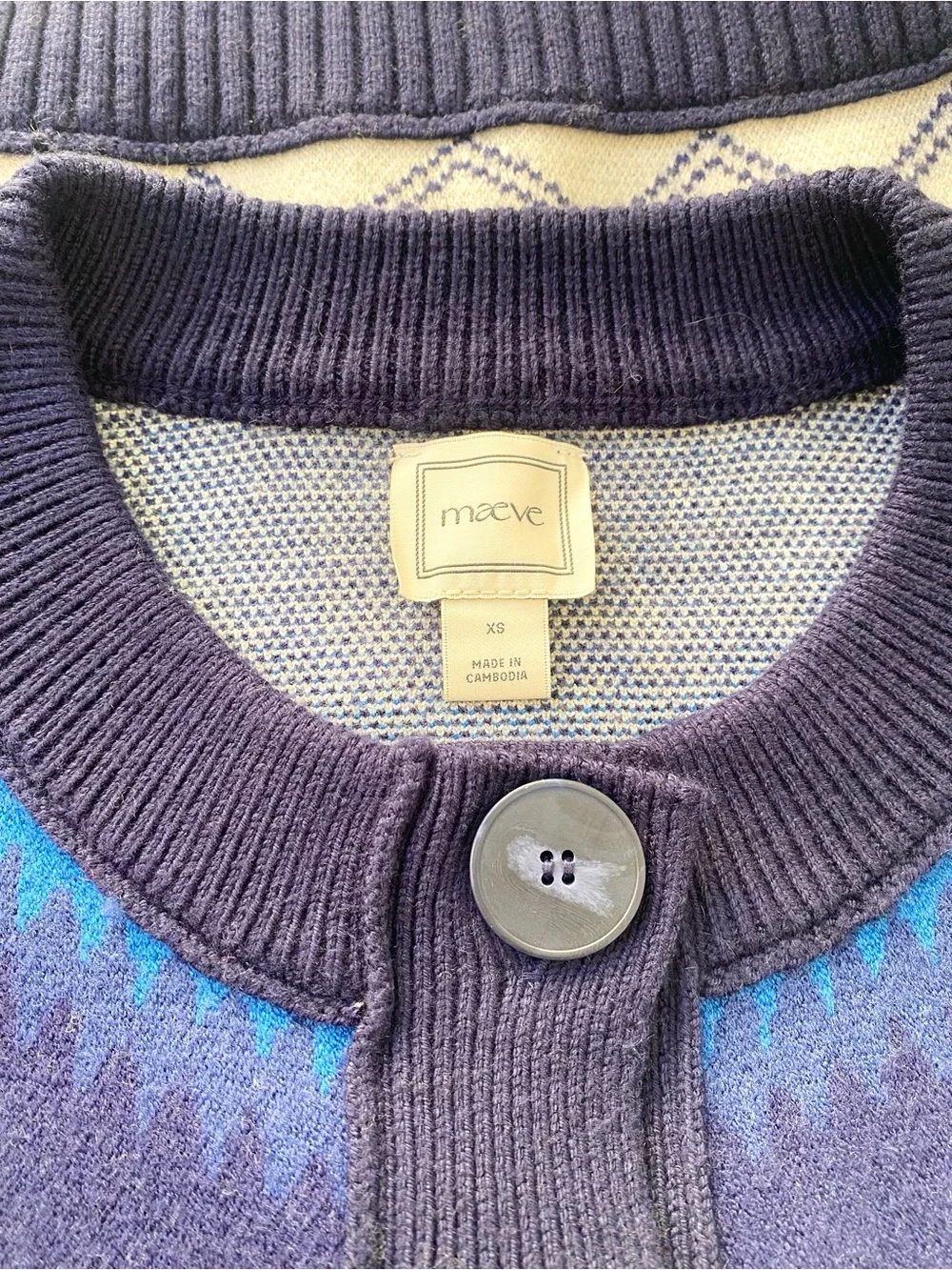 Anthropologie NWT Fair Isle Maeve Cropped Cardigan Sweater, Size XS